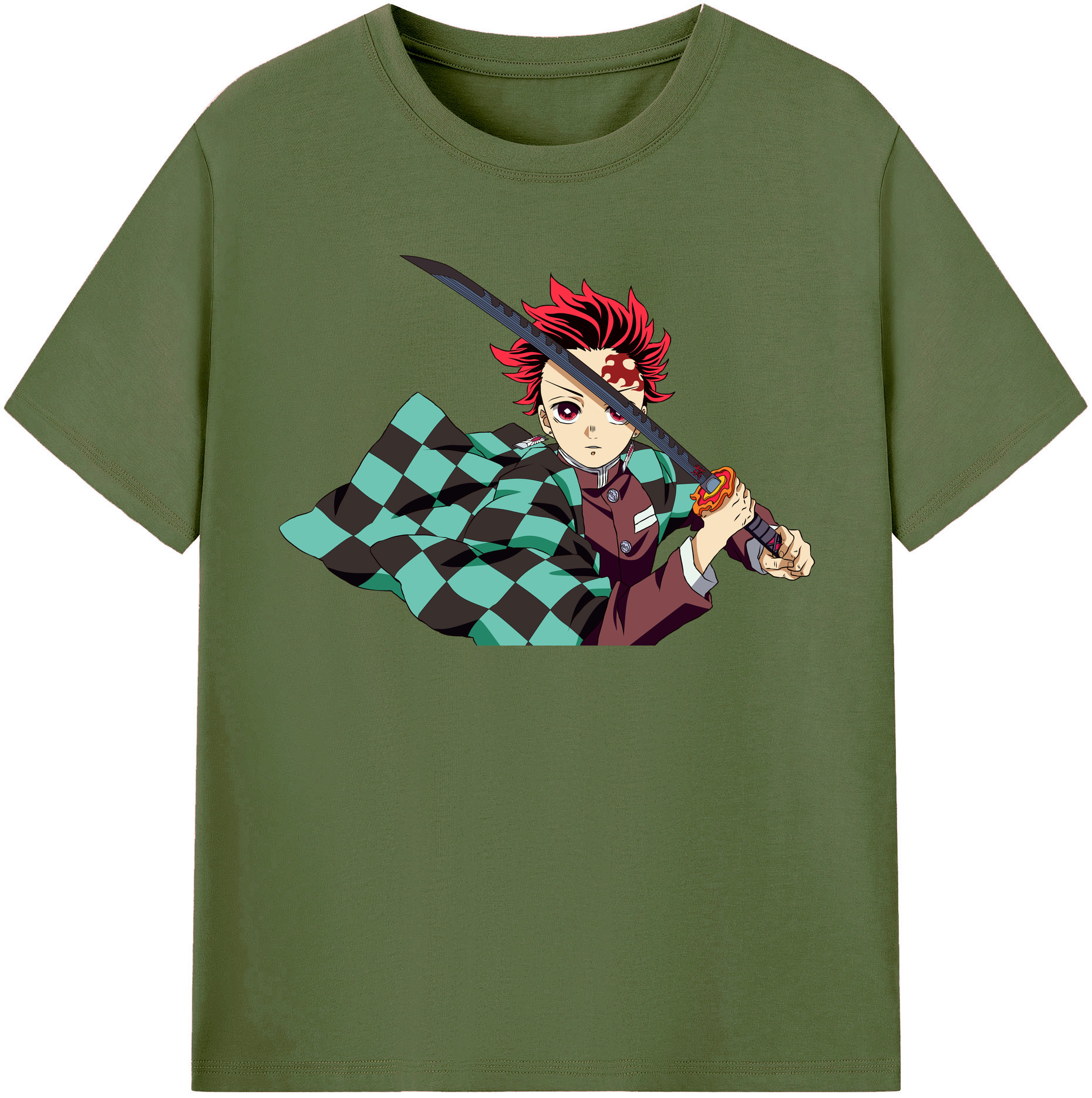（画像用） 鬼滅の刃 竈門 炭治郎／かまど たんじろう Kamado Tanjirou 綿100％半袖Tシャツ（フロントプリント）